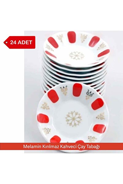 Avangart Mutfak 24 ADET - Kırılmaz Melamin Kahveci Çay Tabağı 10 cm Kırmızı, ...