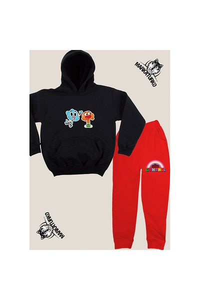 MarkaTurko GUMBALL εμπριμέ unisex Προσαρμοσμένο Σχέδιο Βαμβακερό παιδικό αθλητικό σετ 5050-15K