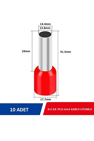 0-2 GA Kablo İçin Oto Amfi ve Blok Giriş Ucu 10 Adet