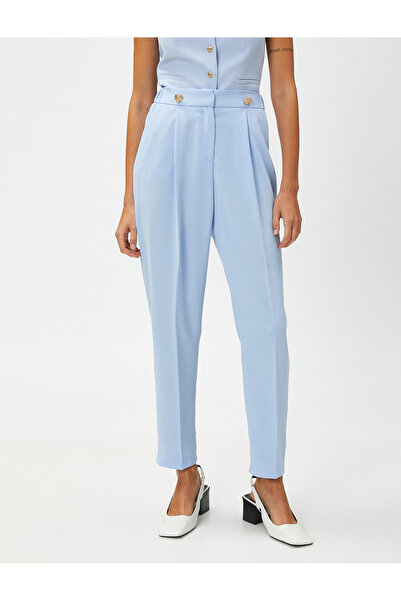 Koton Látkové kalhoty s vysokým pasem a detailem na knoflík