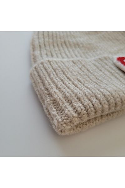 initialess Mohair Folded Knitted Stone Wool Beret with Letter B