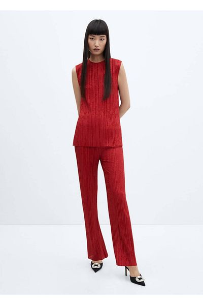 MANGO Woman Straight Pants with Pleats
