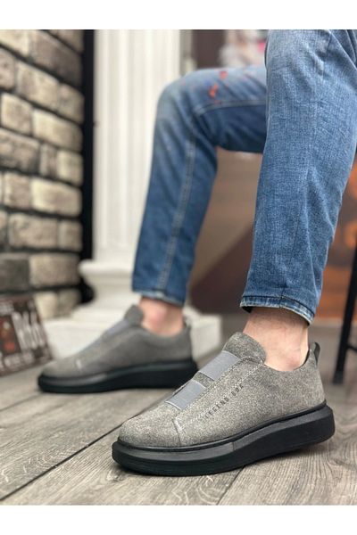 BOA BA0307 BOA Thick Suede High Sole Double Tape Gray Black Men's Shoes