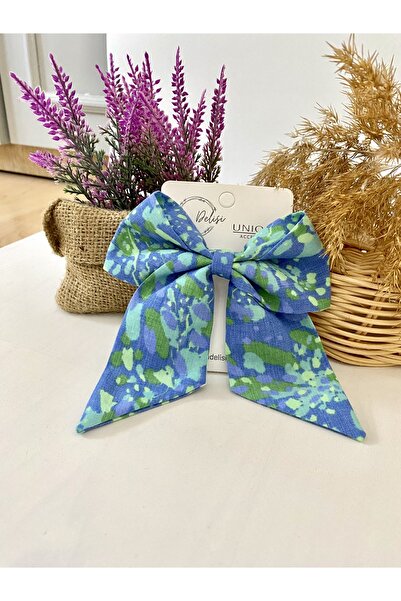 UniqueHandMade Синьо-зелена автоматична фиба за коса за жени, ръчно изработен...