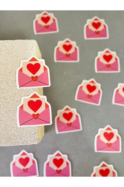 Meyofficial 20-Piece Heart Patterned Envelope Cut Gift Note Card - 8*8 cm