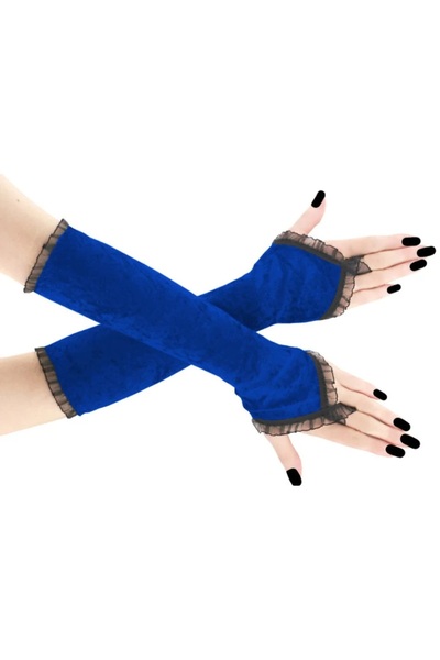 es moda shop Ръкав за булката от кадифе с волани, сапфирено синьо