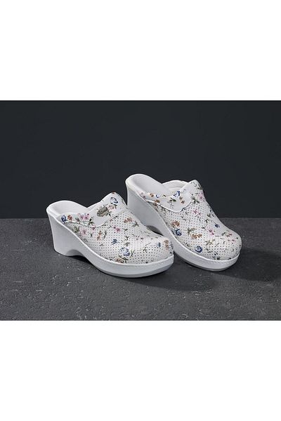 Dr. Mitra Wedge Heeled Women's Sabo Slippers 709 Flower Pattern