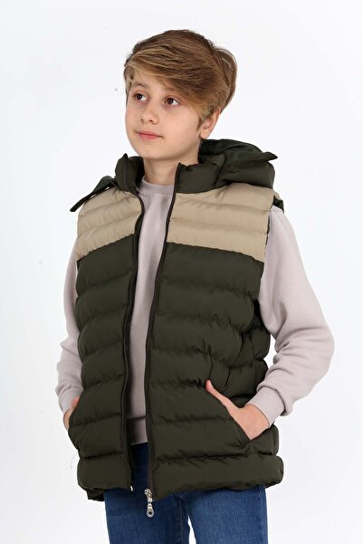 Buket Tekstil Khaki Boy's Double Color Extra Fiber Filling Puffer Vest 12 years