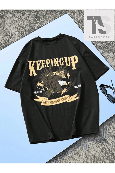 Tarzsokak Tricou cu grafică cu vultur și slogan, cu umeri goi