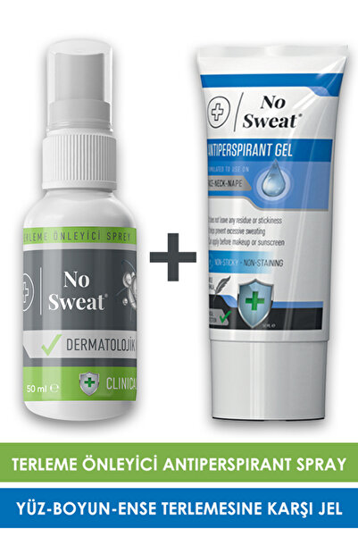 No Sweat Terleme Önleyici Antiperspirant Spray 50ML+Antiperspirant Gel Yüz-Boyun-Ense Terlemesine Karşı 50ML