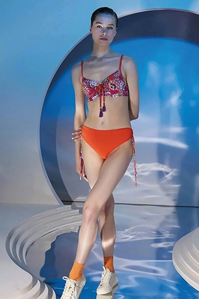 Bonesta Önü Sürgülü Şal Desen Bikini Takımı