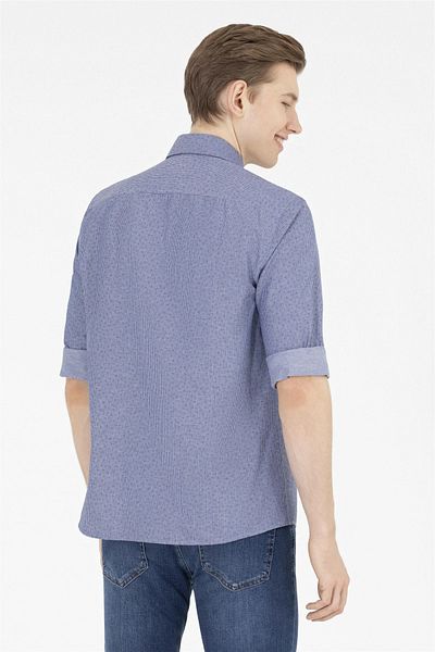U.S. Polo Assn. Cămașă albastră cu mânecă lungă pentru bărbați