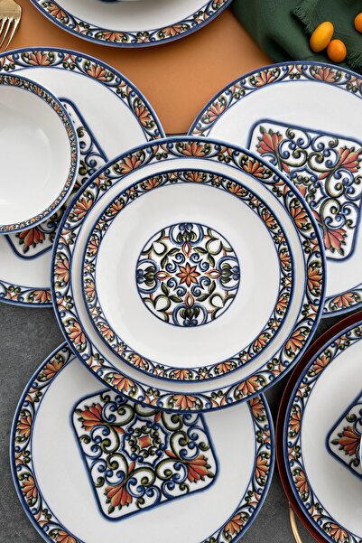 porselenden Verde 6-Person 25 cm Special Design Porcelain Serving Presentation Plate Set