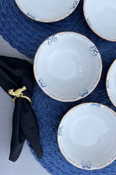 porselenden Elizabeth Mat Altın Yaldızlı 6 Kişilik 6 Parça 14 Cm Porselen Çor...