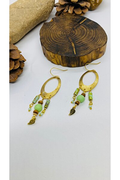 Porsuk Alternatif أقراط نسائية من الزجاج الراقص بتصميم يدوي مصنوعة من النحاس