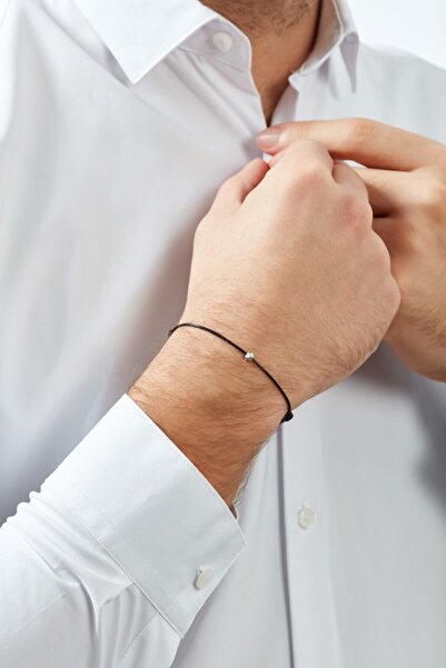 Atolyewolf Siyah Ip Şans Bileklik