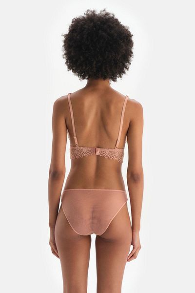 Dagi Lachsfarbenes Slip-Höschen mit Mesh-Vorderseite und Spitze