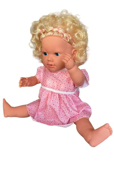 Gamze Oyuncak Büyük Boy Türkçe Konuşan Sarı Saçlı Et Bebek Oyuncak (60 cm)