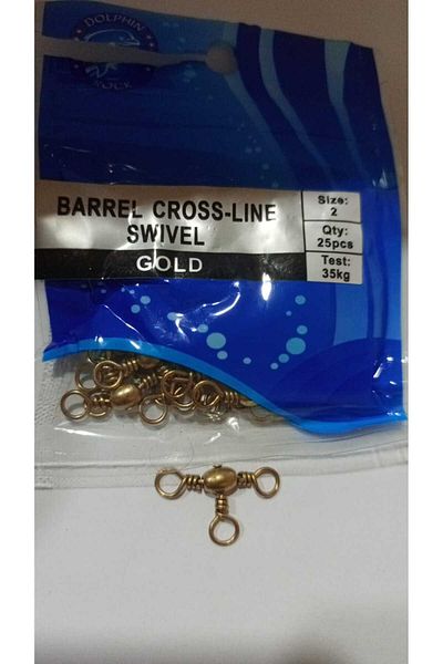 Dolphin Rock Barrel cross-line swivel - Three way / T Swivels size 2 25 pcs