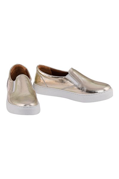 NOOSY Pantofi de damă din piele naturală, cu model de sticlă spartă, auriu metalic