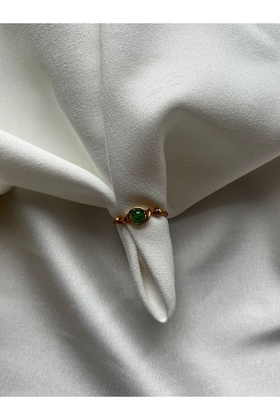 PelvedDesign Aventurine Stone Handmade Gold Minimal Wire Ring