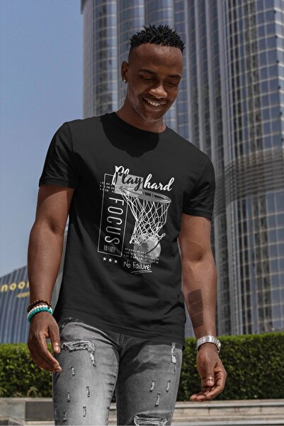 Arda Ege Basketball Printed Patterned 100% Cotton Men's White T-shirt