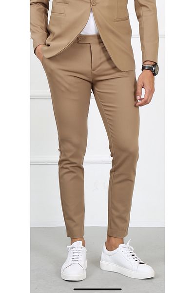 ACTUAL Men's Camel Slim Fit Trousers
