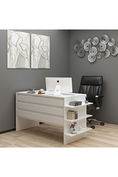 Lullaby Soft Çalışma Masası Beyaz MDF Ofis Çalışma Masası