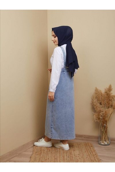 GiydikçeGiyin Women's Dark Blue Denim Salopet