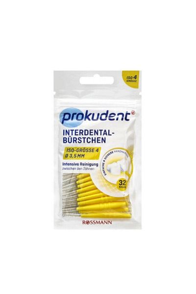 prokudent Dental Interface Brush Iso 4 32 Pieces External Diameter: 3.5 Mm - Wire Diameter: 0.7 Mm Yellow
