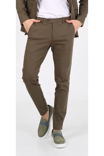 ACTUAL Men's Khaki Slim Fit Trousers