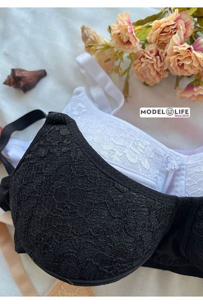 MODELLİFE Sutien din burete din bumbac pieptănat din 3 piese B-c Cup Sutien cu dantelă adunată