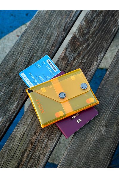 Badger Collection Orange Minimal Design Passport Wallet - Transparent Pvc Jellypass