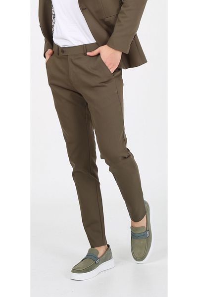 ACTUAL Men's Khaki Slim Fit Trousers