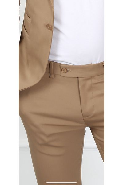 ACTUAL Men's Camel Slim Fit Trousers