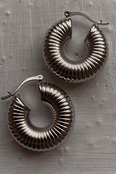 AMORE.İST STORE Tombul Burgulu Halka Silver Küpe