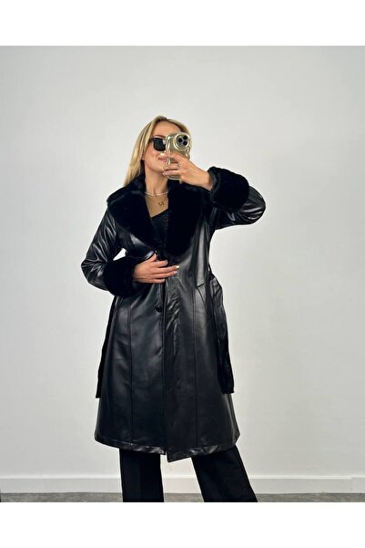 Leylakco Gloria Kürklü Deri Trençkot