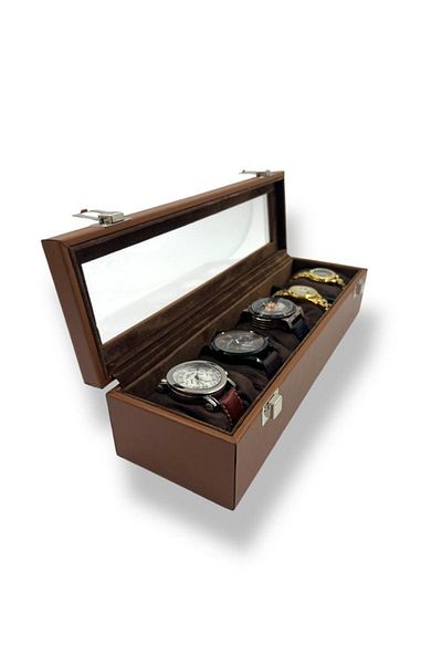 Dijital Çarşı Кутия за часовници Richbox с 5 броя, кафява