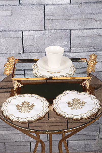 Bonny Home Glory Gold 6-Piece Presentation Napkin Embroidered Coffee Presentation Napkin