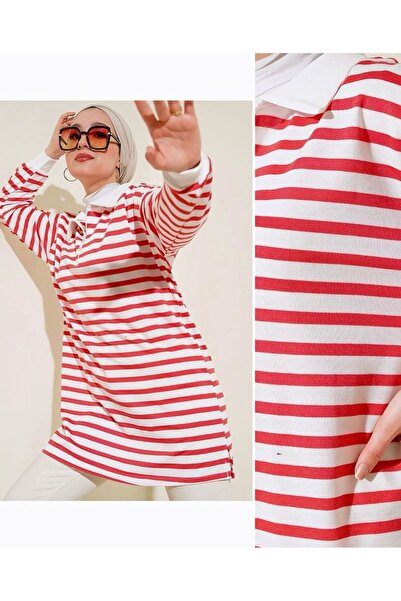 modasindoma Смугаста туніка з капюшоном