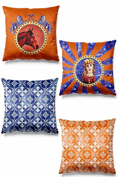 Pilloveland Husă de pernă din piele intoarsă, imprimată pe două fețe, cu model rococo