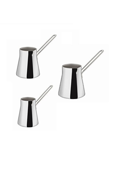 ERGENÇLER Özlife Ceylin Lüx Çelik 3 lü Cezve Seti Sade ( Büyük Boy 4-5-6 no )