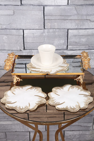 Bonny Home Hawaii Gold 6-Piece Cocktail Presentation Napkin Embroidered Coffee Presentation Napkin