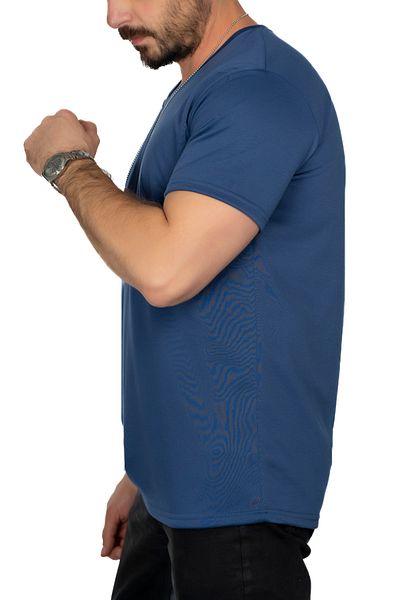 MAXI DRY Ανδρικό μπλουζάκι με λαιμόκοψη κατά της υπερβολικής εφίδρωσης, στεγανό από την υγρασία, διπλό στρώμα, μπλε ναυτικό