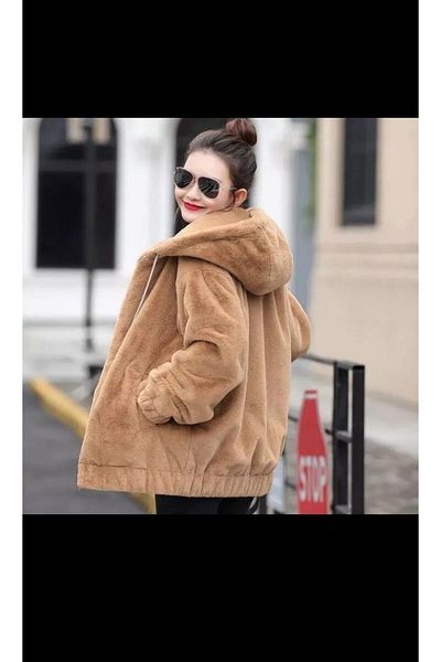 ABB Oversize plyšový cardigan s kapucí a zipem bez podšívky