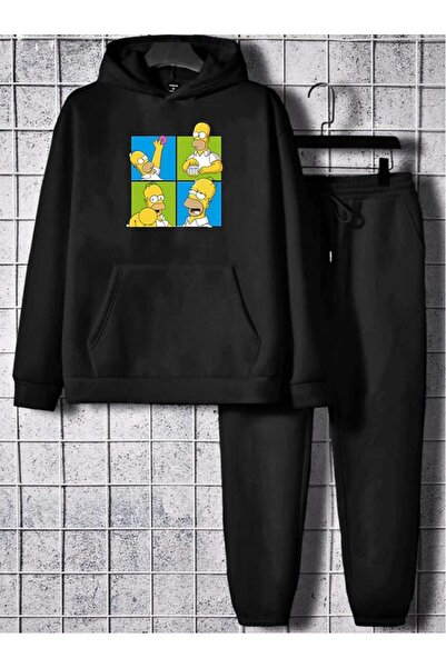 NZN COLLECTION Unisex Women's Men's Oversize Simpsons Printed Hooded Bottom-T...