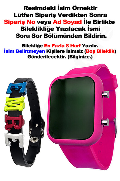 tutkanstore Çocuk Kol Saati İsme Özel Hediye Bileklik Dijital Su Geçirmez Kız...