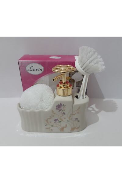 renkli çiçekler Dozator de săpun lichid Dispenser de săpun din ceramică cu perie de burete