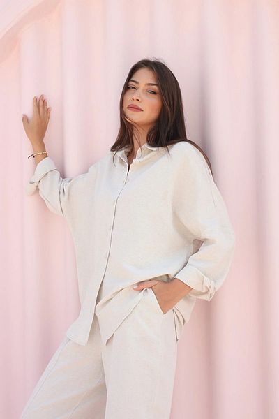 Laluvia Oversize alacsony vállú vászon ing
