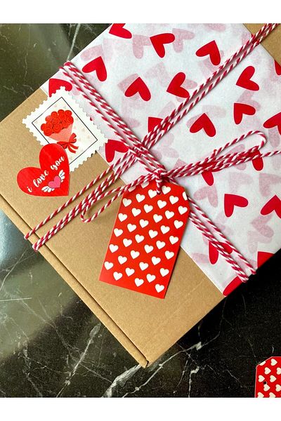 Hayal.kirtasiyesi Valentine's Day Series 4.5x7.5cm 25 Pieces Reversible Perforated Labels, Product Labels